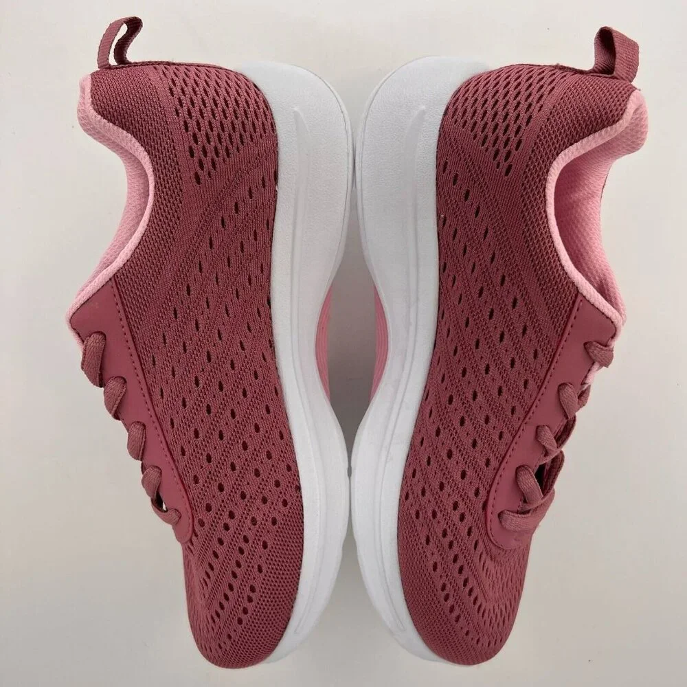 Athletic Works Womens Pink Comfort Lace Up Arch Support Size 6 Running Shoes